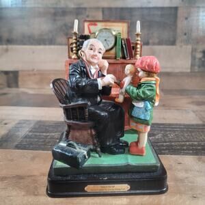 Vintage Norman Rockwell "Doctor & Doll" Clock Statue